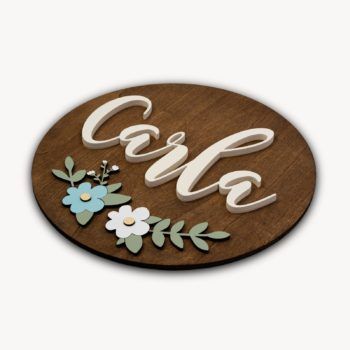 Placa decorativa de madera personalizada Flores