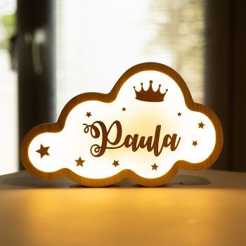 Lámpara de noche quitamiedos para niña en forma de nube con corona