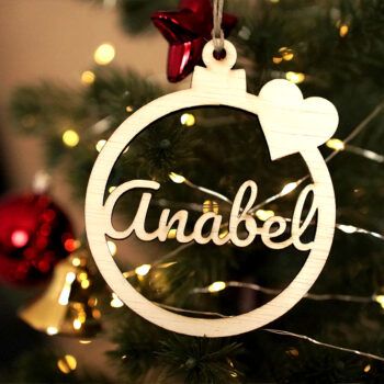 Adorno de Navidad con motivo corazón Personalizado en color madera claro