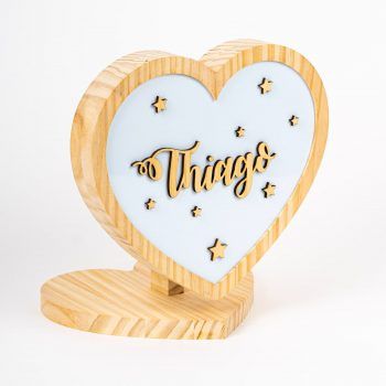 Lámpara corazón personalizable con nombre y estrellas