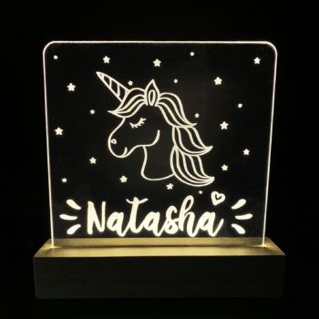 Lámpara Personalizada Transparente Unicornio