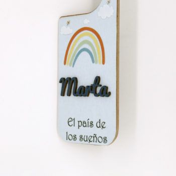 Placa puerta con nombre personalizada arcoíris