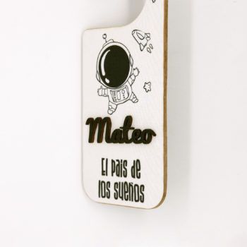 Placa puerta con nombre personalizada astronauta