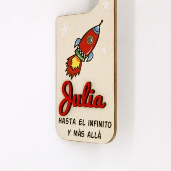 Placa puerta con nombre personalizada cohete