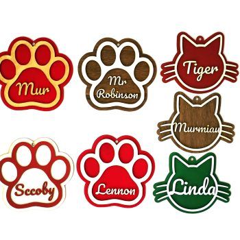 Grupo de bolas de Navidad Personalizada en relieve para mascotas con distintas formas y colores